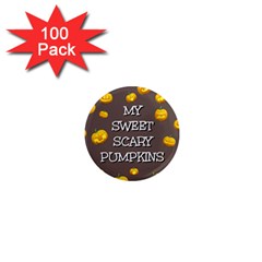 Scary Sweet Funny Cute Pumpkins Hallowen Ecard 1  Mini Magnets (100 Pack)  by Amaryn4rt