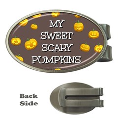 Scary Sweet Funny Cute Pumpkins Hallowen Ecard Money Clips (oval)  by Amaryn4rt