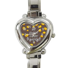 Scary Sweet Funny Cute Pumpkins Hallowen Ecard Heart Italian Charm Watch by Amaryn4rt