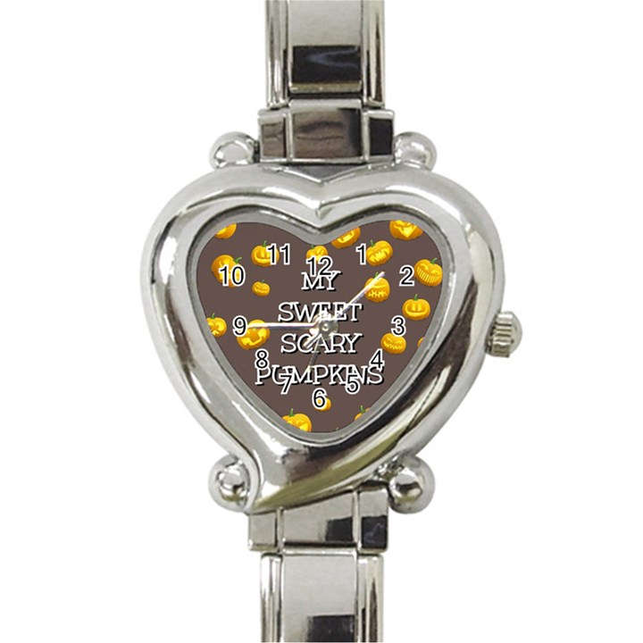 Scary Sweet Funny Cute Pumpkins Hallowen Ecard Heart Italian Charm Watch