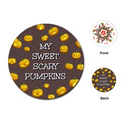 Scary Sweet Funny Cute Pumpkins Hallowen Ecard Playing Cards (round) 