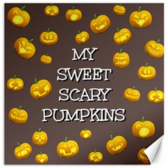 Scary Sweet Funny Cute Pumpkins Hallowen Ecard Canvas 16  X 16   by Amaryn4rt