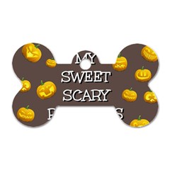 Scary Sweet Funny Cute Pumpkins Hallowen Ecard Dog Tag Bone (one Side) by Amaryn4rt