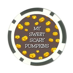 Scary Sweet Funny Cute Pumpkins Hallowen Ecard Poker Chip Card Guard by Amaryn4rt