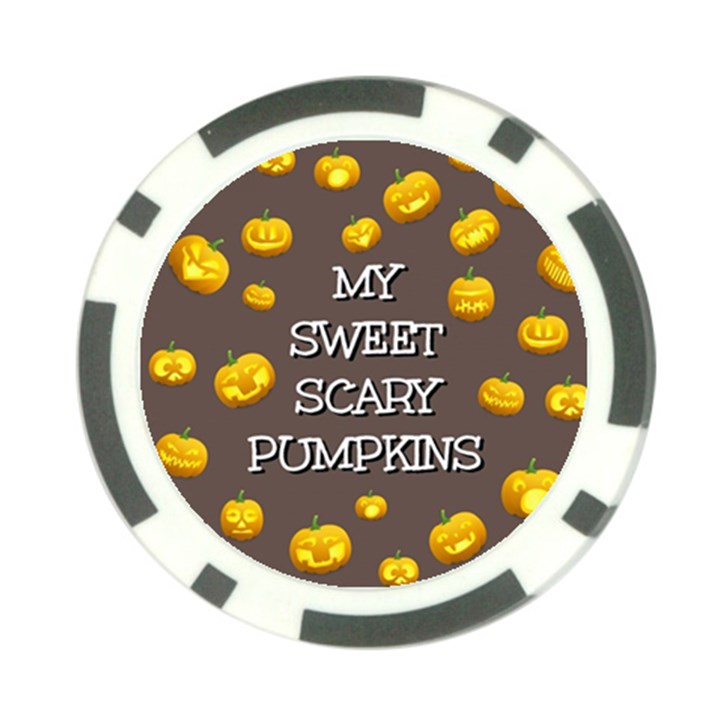 Scary Sweet Funny Cute Pumpkins Hallowen Ecard Poker Chip Card Guard