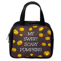 Scary Sweet Funny Cute Pumpkins Hallowen Ecard Classic Handbags (one Side) by Amaryn4rt