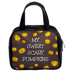 Scary Sweet Funny Cute Pumpkins Hallowen Ecard Classic Handbags (2 Sides) by Amaryn4rt