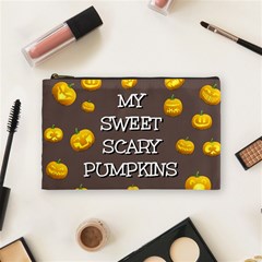 Scary Sweet Funny Cute Pumpkins Hallowen Ecard Cosmetic Bag (medium)  by Amaryn4rt