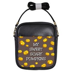 Scary Sweet Funny Cute Pumpkins Hallowen Ecard Girls Sling Bags by Amaryn4rt