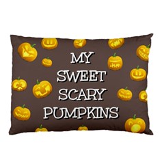 Scary Sweet Funny Cute Pumpkins Hallowen Ecard Pillow Case (two Sides) by Amaryn4rt