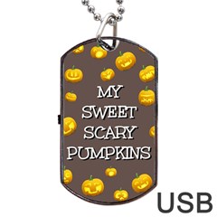 Scary Sweet Funny Cute Pumpkins Hallowen Ecard Dog Tag Usb Flash (one Side)