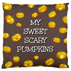 Scary Sweet Funny Cute Pumpkins Hallowen Ecard Large Cushion Case (one Side) by Amaryn4rt