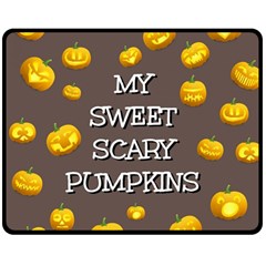 Scary Sweet Funny Cute Pumpkins Hallowen Ecard Double Sided Fleece Blanket (medium) 