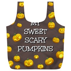 Scary Sweet Funny Cute Pumpkins Hallowen Ecard Full Print Recycle Bags (l)  by Amaryn4rt