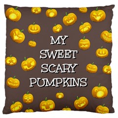 Scary Sweet Funny Cute Pumpkins Hallowen Ecard Standard Flano Cushion Case (two Sides)