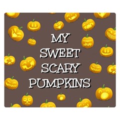 Scary Sweet Funny Cute Pumpkins Hallowen Ecard Double Sided Flano Blanket (small) 