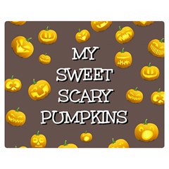 Scary Sweet Funny Cute Pumpkins Hallowen Ecard Double Sided Flano Blanket (medium) 