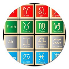 Set Of The Twelve Signs Of The Zodiac Astrology Birth Symbols Magnet 5  (round) by Amaryn4rt