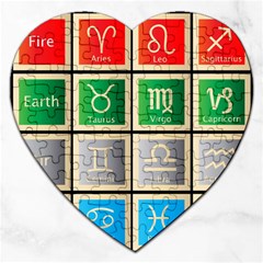 Set Of The Twelve Signs Of The Zodiac Astrology Birth Symbols Jigsaw Puzzle (heart) by Amaryn4rt