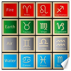 Set Of The Twelve Signs Of The Zodiac Astrology Birth Symbols Canvas 12  X 12   by Amaryn4rt