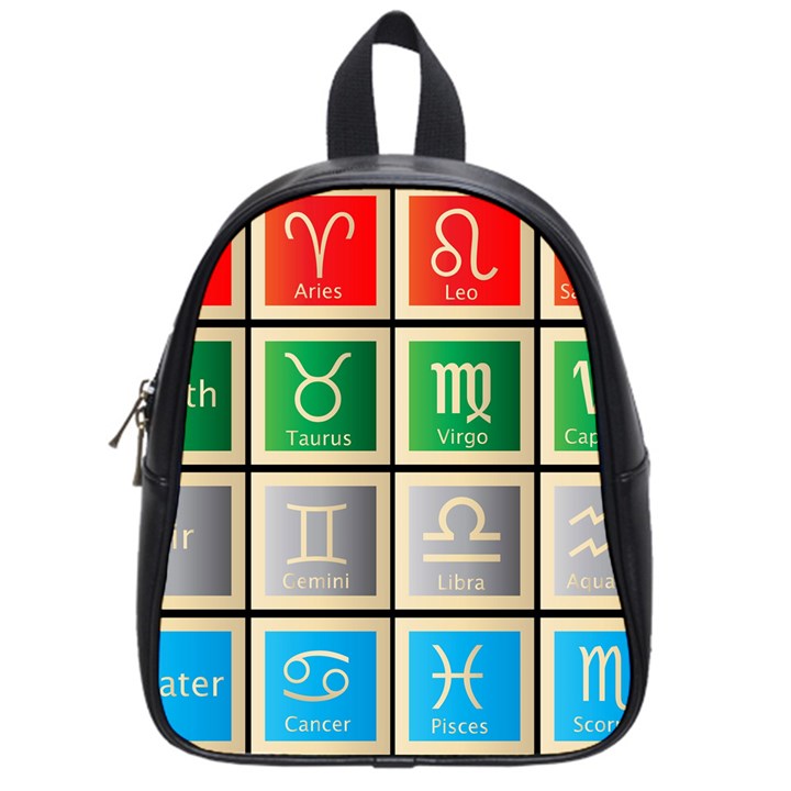 Set Of The Twelve Signs Of The Zodiac Astrology Birth Symbols School Bags (Small) 