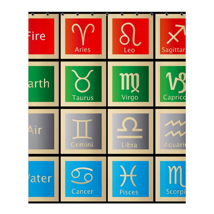 Set Of The Twelve Signs Of The Zodiac Astrology Birth Symbols Shower Curtain 60  x 72  (Medium) 