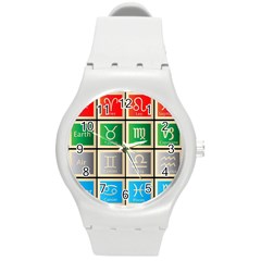 Set Of The Twelve Signs Of The Zodiac Astrology Birth Symbols Round Plastic Sport Watch (m) by Amaryn4rt