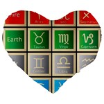 Set Of The Twelve Signs Of The Zodiac Astrology Birth Symbols Large 19  Premium Flano Heart Shape Cushions Front