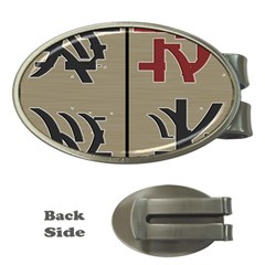 Xia Script On Gray Background Money Clips (oval)  by Amaryn4rt