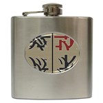 Xia Script On Gray Background Hip Flask (6 oz) Front