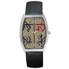 Xia Script On Gray Background Barrel Style Metal Watch by Amaryn4rt