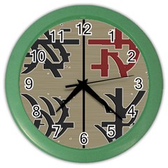 Xia Script On Gray Background Color Wall Clocks by Amaryn4rt