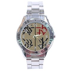 Xia Script On Gray Background Stainless Steel Analogue Watch by Amaryn4rt