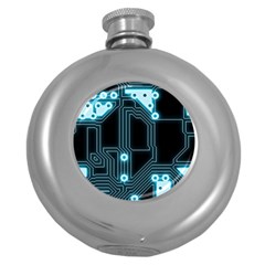 A Completely Seamless Background Design Circuitry Round Hip Flask (5 Oz) by Amaryn4rt