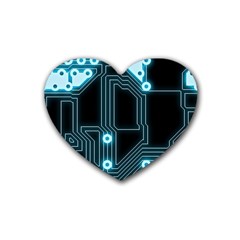 A Completely Seamless Background Design Circuitry Rubber Coaster (heart)  by Amaryn4rt