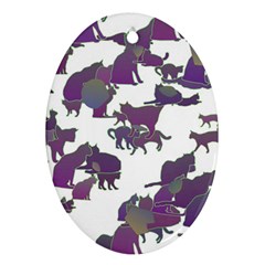 Many Cats Silhouettes Texture Ornament (Oval)