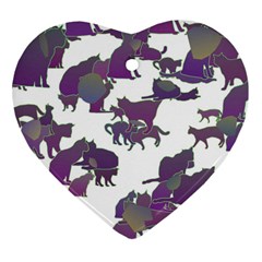 Many Cats Silhouettes Texture Ornament (Heart)