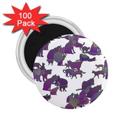 Many Cats Silhouettes Texture 2.25  Magnets (100 pack) 