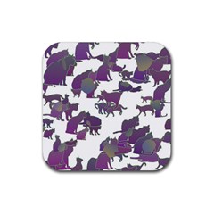 Many Cats Silhouettes Texture Rubber Coaster (Square) 