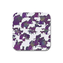 Many Cats Silhouettes Texture Rubber Square Coaster (4 pack) 