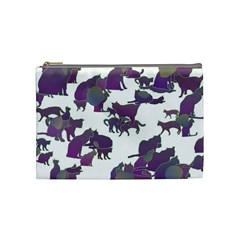 Many Cats Silhouettes Texture Cosmetic Bag (Medium) 