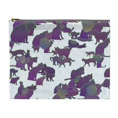 Many Cats Silhouettes Texture Cosmetic Bag (xl)