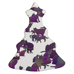 Many Cats Silhouettes Texture Ornament (Christmas Tree) 