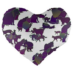 Many Cats Silhouettes Texture Large 19  Premium Flano Heart Shape Cushions