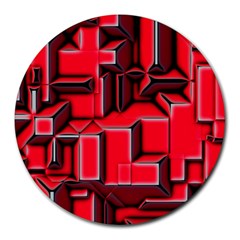 Background With Red Texture Blocks Round Mousepads by Amaryn4rt