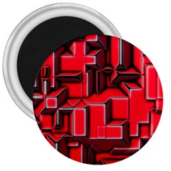 Background With Red Texture Blocks 3  Magnets by Amaryn4rt