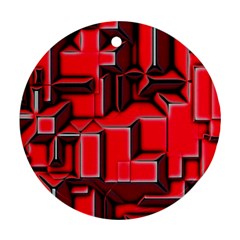 Background With Red Texture Blocks Ornament (round) by Amaryn4rt