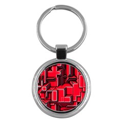 Background With Red Texture Blocks Key Chains (round)  by Amaryn4rt