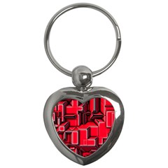 Background With Red Texture Blocks Key Chains (heart)  by Amaryn4rt