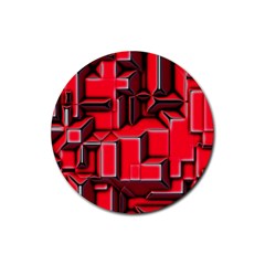 Background With Red Texture Blocks Rubber Round Coaster (4 Pack)  by Amaryn4rt